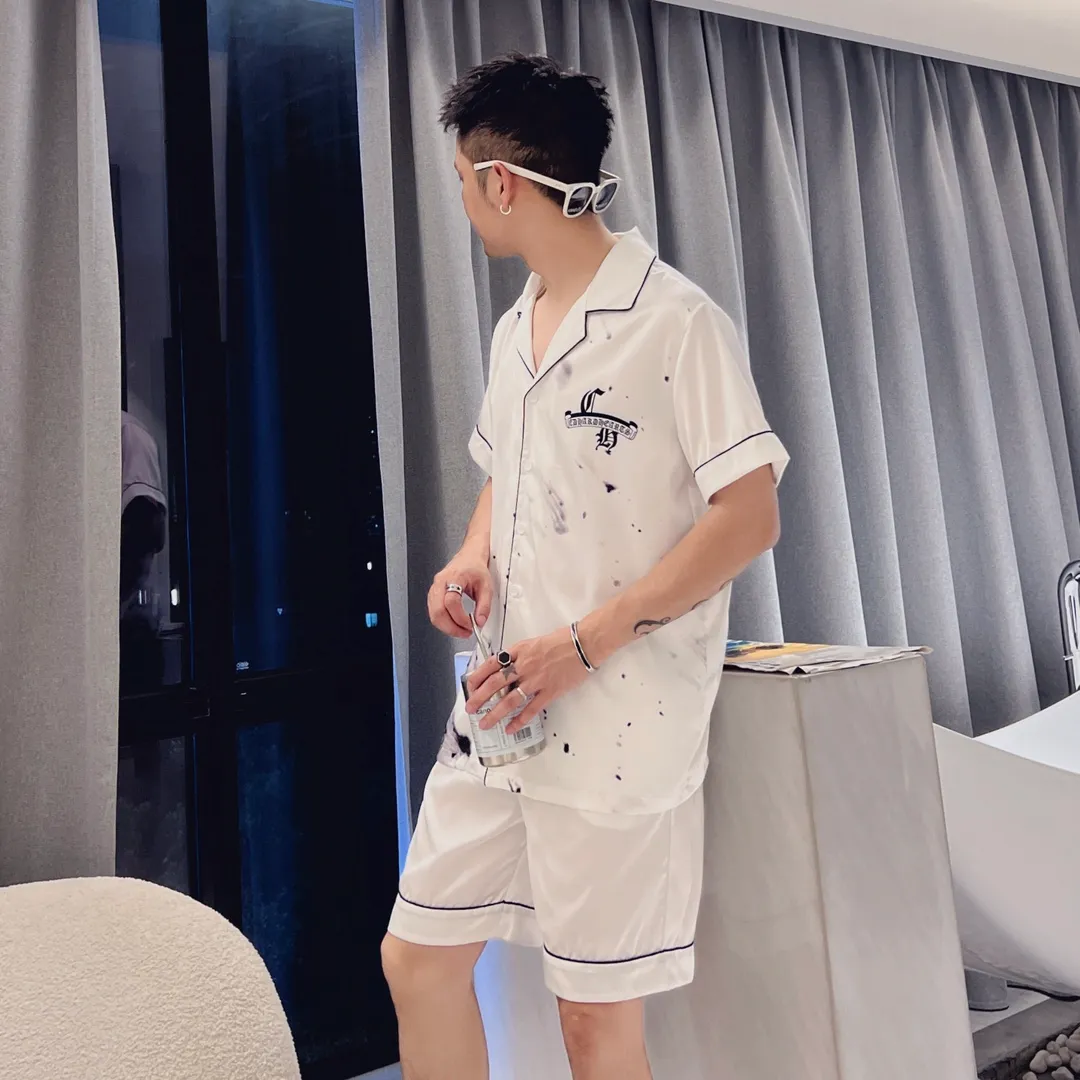 🅿️340 2024 CHROME HEARTS home wear, high-definition Korean silk fabric, skin-friendly, soft and comfortable, couple model M～XXXL